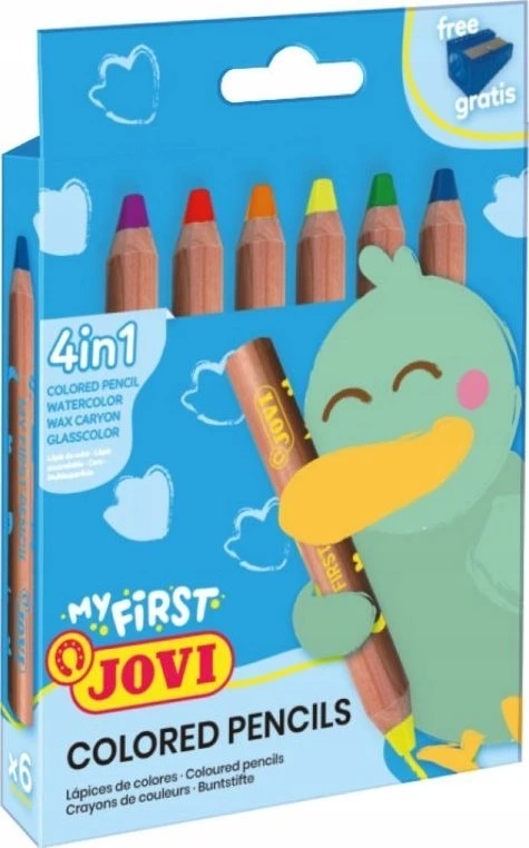Harrows Jovi Spalvoti pieštukai MY FIRST, 6 spalvos, keturi viename su drožtuku