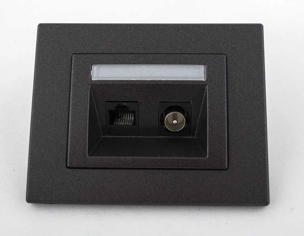 TV antenos ir kompiuterio lizdas (RJ45) VILMA XP 500 be rėmelio, antracito spalvos