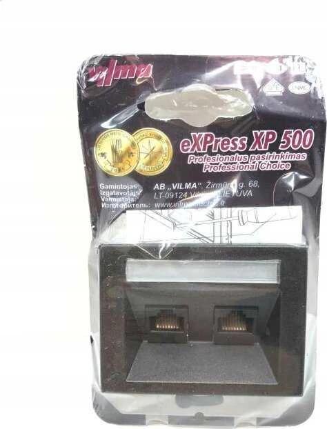 Kompiuterio lizdas VILMA XP 500 be rėmelio, 2 vietų (2xRJ45 CAT5E UTP), antracito spalvos