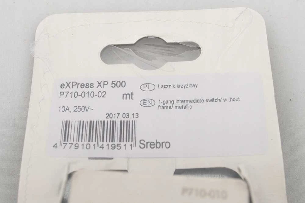 Kryžminis perjungiklis VILMA XP 500 be rėmelio, 1 klavišo, metalo spalvos