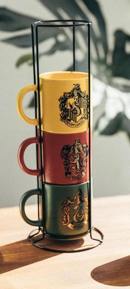 Harry Potter Haris Poteris - Rinkinys keraminiai puodeliai su stovu 300 ml 4 vnt. Hogvartso namai