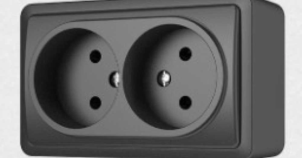 Dvivietis kištukinis lizdas VILMA SL+250, antracito spalvos