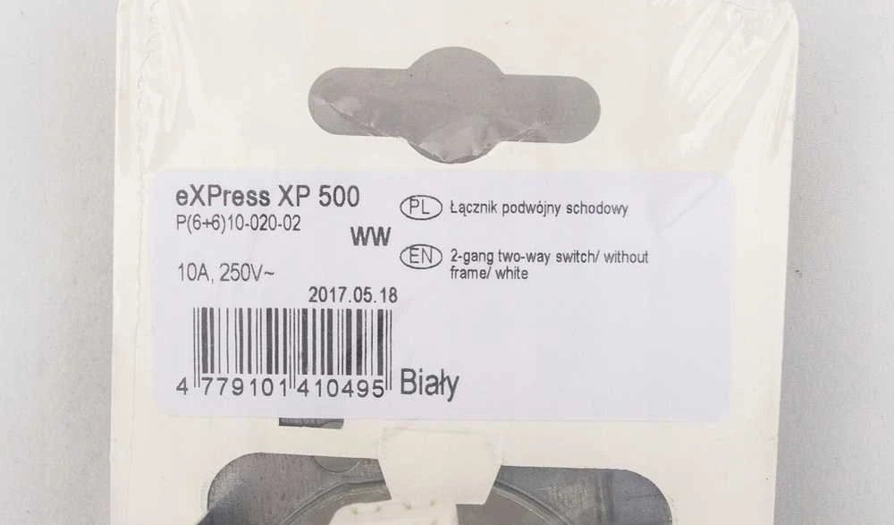 Perjungiklis VILMA XP 500 be rėmelio, 2 klavišų, baltas