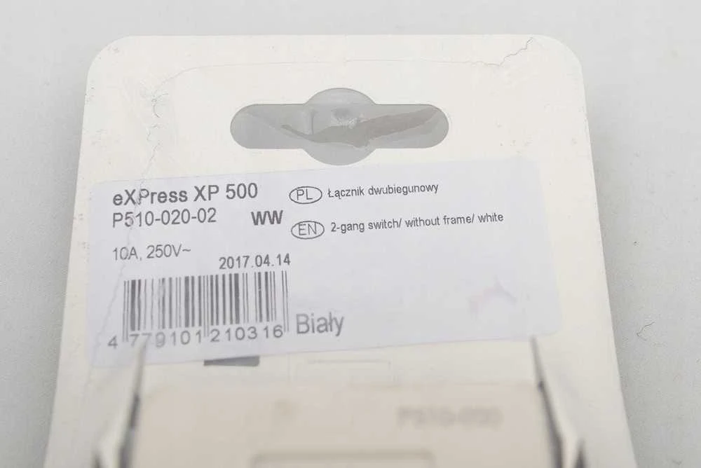 Jungiklis VILMA XP 500 be rėmelio, 2 klavišų, baltas