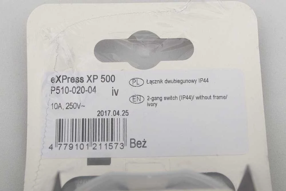 Jungiklis VILMA XP500, 2 klav., dramblio kaulo spalvos, IP44