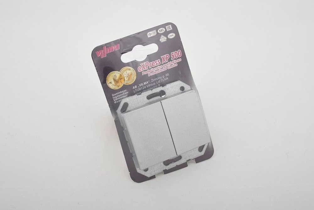 Jungiklis VILMA XP 500 be rėmelio, 2 klavišų, metalo spalvos