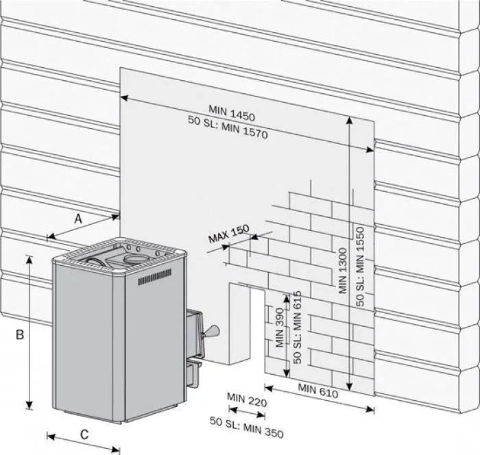 Kietojo kuro saunos krosnelė HARVIA M3 SL, 16,5 kW