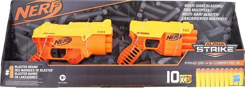Hasbro NERF ALPHA STRIKE FANG QS-4 ir COBRA RC-6 + 10 strėlių HASBRO E8872