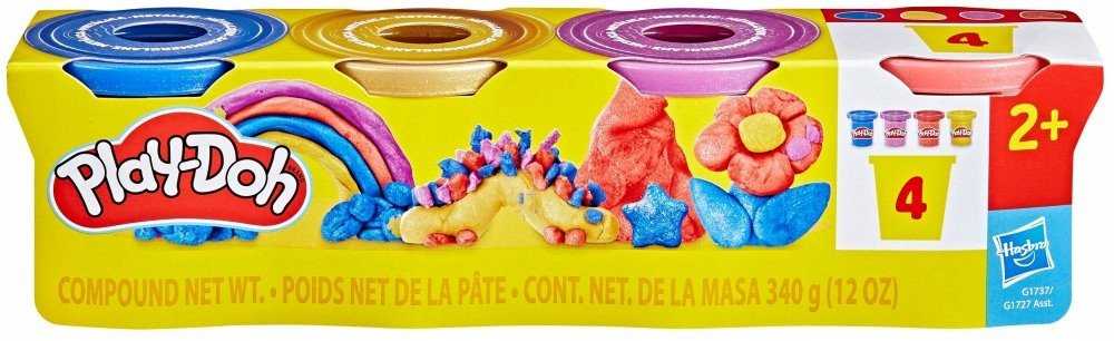 PLAY-DOH Blizgaus plastilino rinkinys, 4 vnt.