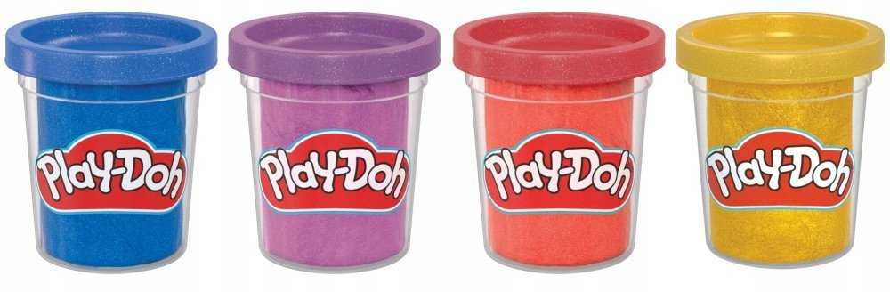 PLAY-DOH Blizgaus plastilino rinkinys, 4 vnt.