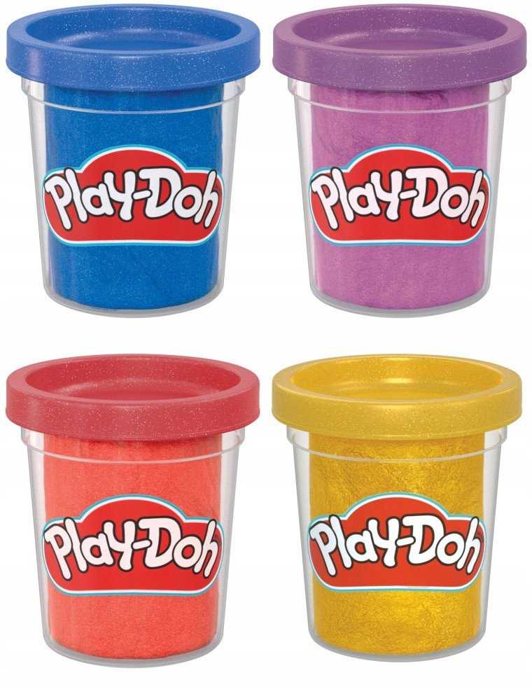 PLAY-DOH Blizgaus plastilino rinkinys, 4 vnt.