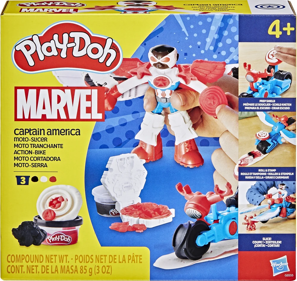 Hasbro PLAY-DOH Kapitono Amerikos moto-slicer rinkinys, G05555L0