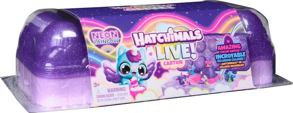 Žaislinių figurėlių rinkinys Hatchimals Alive Neon Rainbow Carton