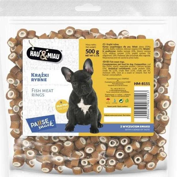 Hau&Mau Hau&amp;Miau minkšti mini žuvies žiedai 500g