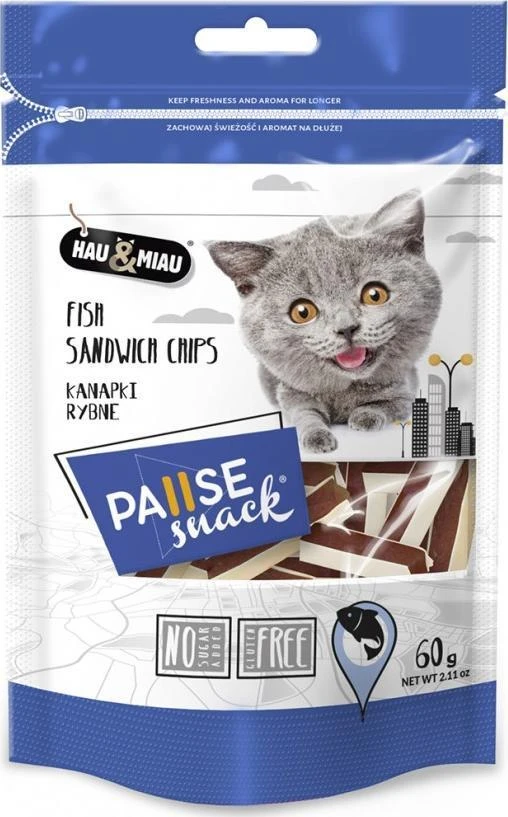 Hau&Mau Hau&amp;Miau skanėstai katėms žuvies sumuštiniai 60g