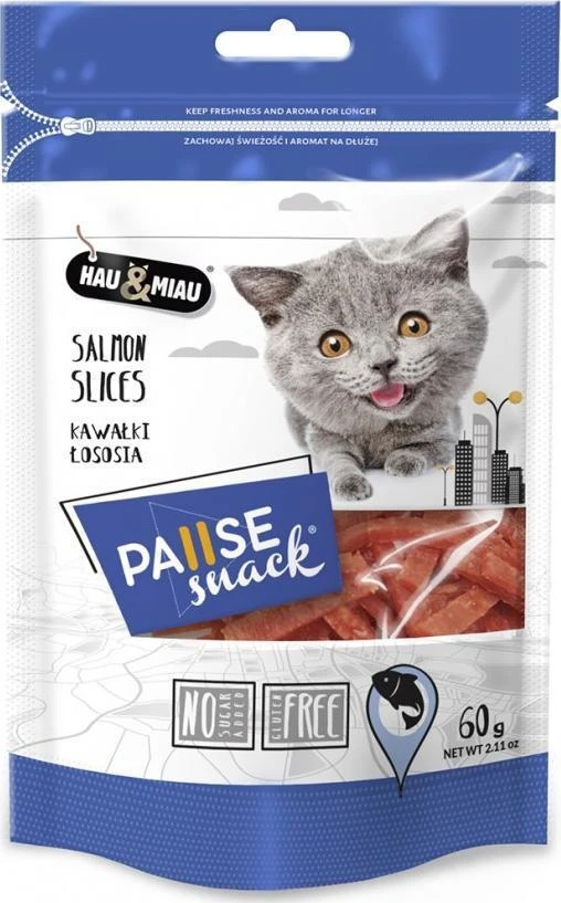 Hau&Mau Hau&amp;Miau skanėstai katėms lašišos gabalėliai 60g