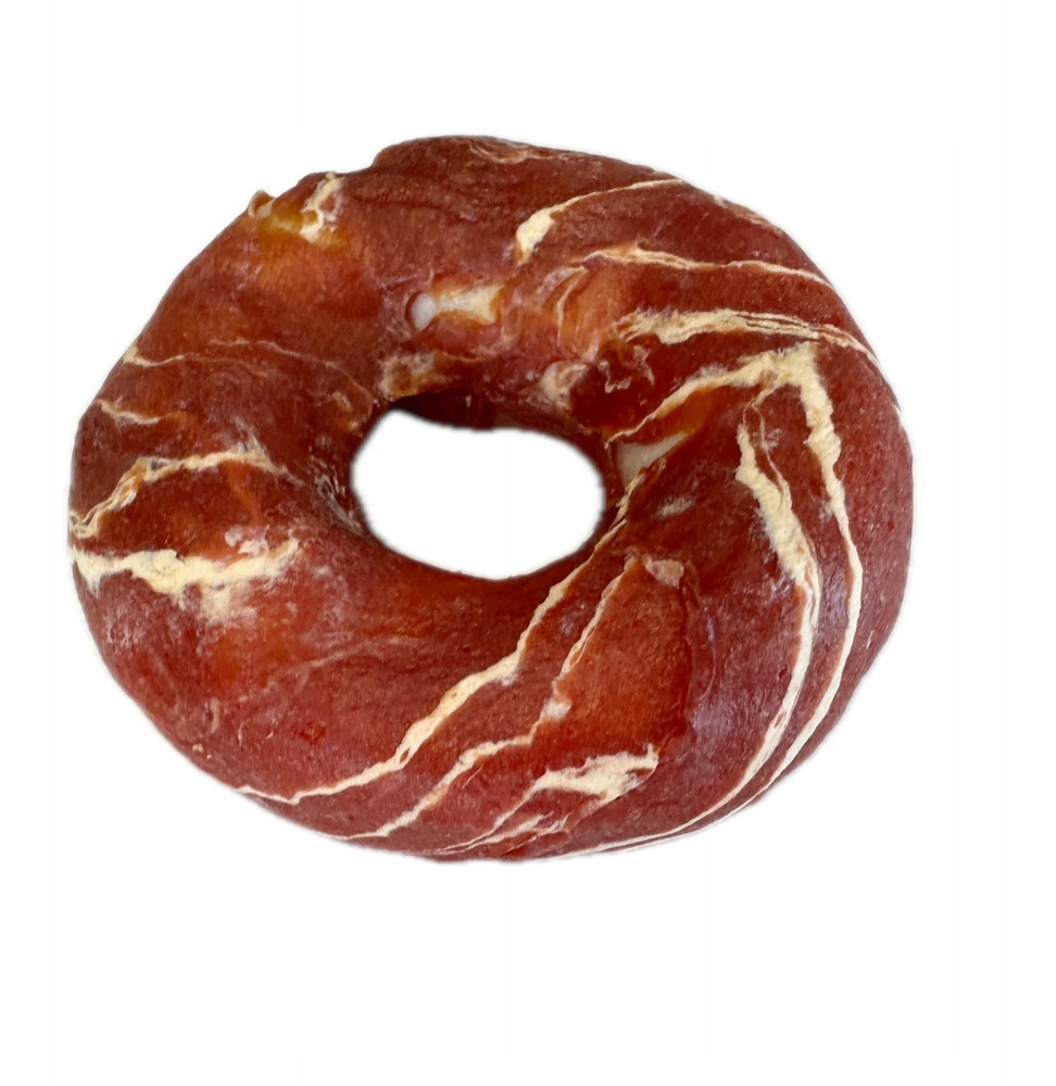 Hau&Miau Pausesnack šunų skanėstas, odinės spurgos, įvyniotos į marmurinę antį, 10-11 cm, 500g
