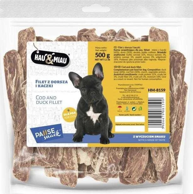 Hau&Mau Hau&amp;Miau minkštos menkės ir antienos juostelės 500g