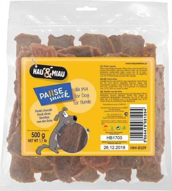 None Hau&Miau Hau & Miau Pausesnack skanėstas šunims, ančių juostelės 500g