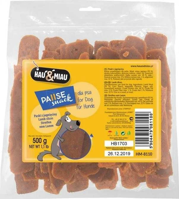 None Hau&Miau Hau & Miau Pausesnack skanėstas šunims, avienos juostelės 500g