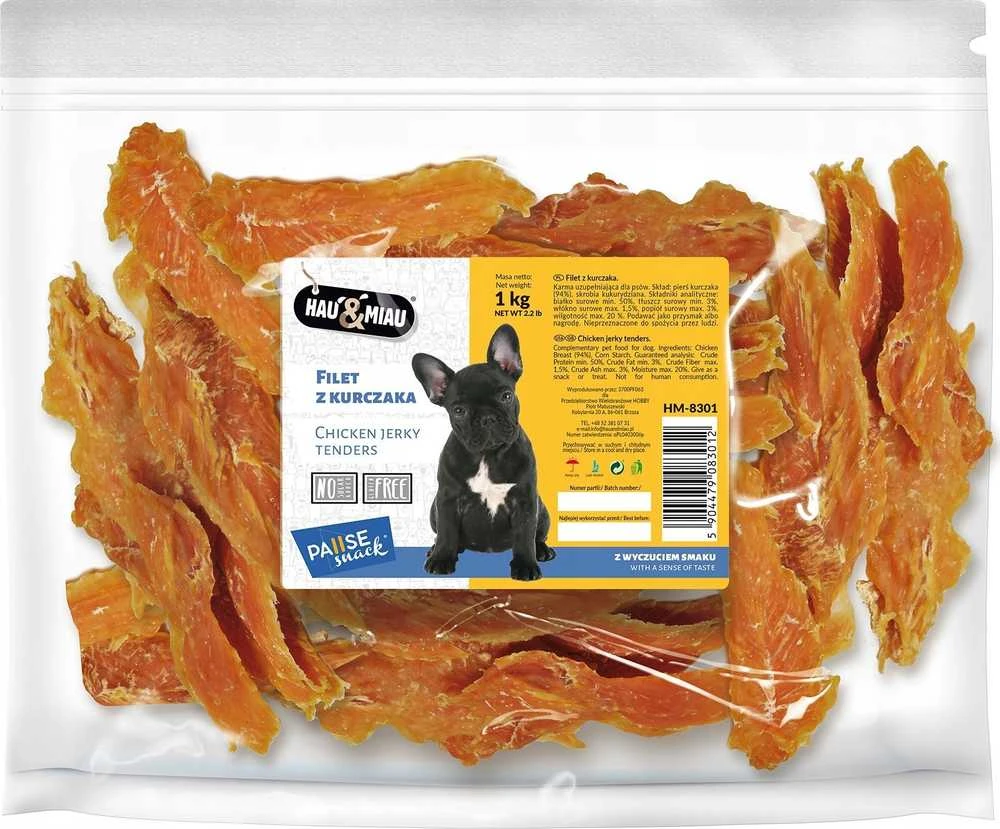 Hau&Miau Pauzės užkandžiai šunims, vištienos filė 1kg