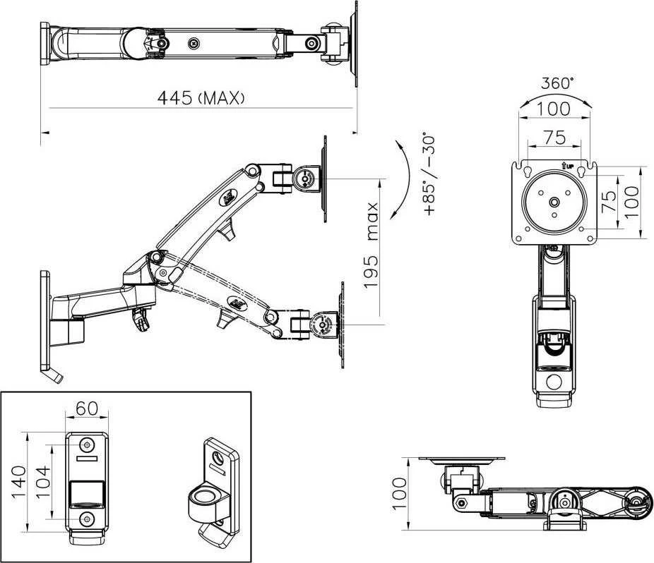 NB Sieninis laikiklis su monitoriumi 17 "- 35" (F150B)