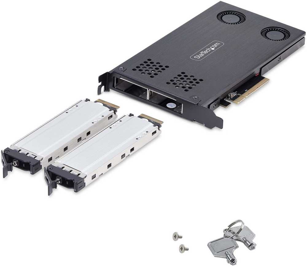 StarTech Dvigubas M.2 NVME SSD į PCIE X8 – išimamas mobilusis stovas / pagrindinė plokštė