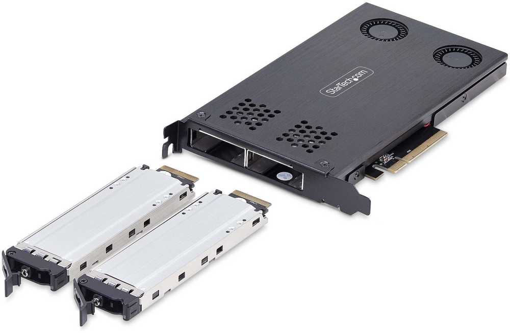 StarTech Dvigubas M.2 NVME SSD į PCIE X8 – išimamas mobilusis stovas / pagrindinė plokštė