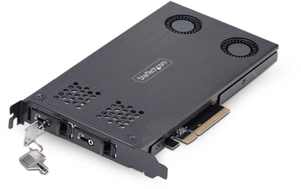 StarTech Dvigubas M.2 NVME SSD į PCIE X8 – išimamas mobilusis stovas / pagrindinė plokštė