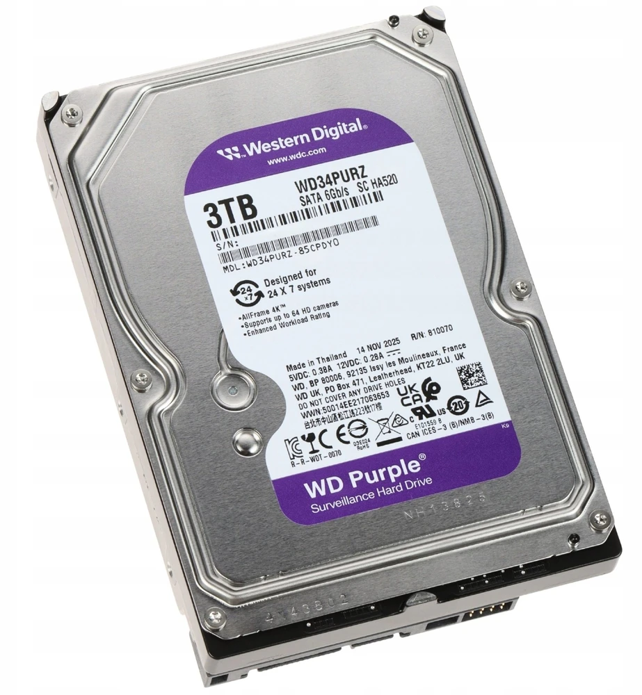 HDD-WD34PURZ 3 TB „WESTERN DIGITAL“ ĮRAŠYMO ĮRAŠYMO ĮRENGINYS, VEIKIANTIS 24/7