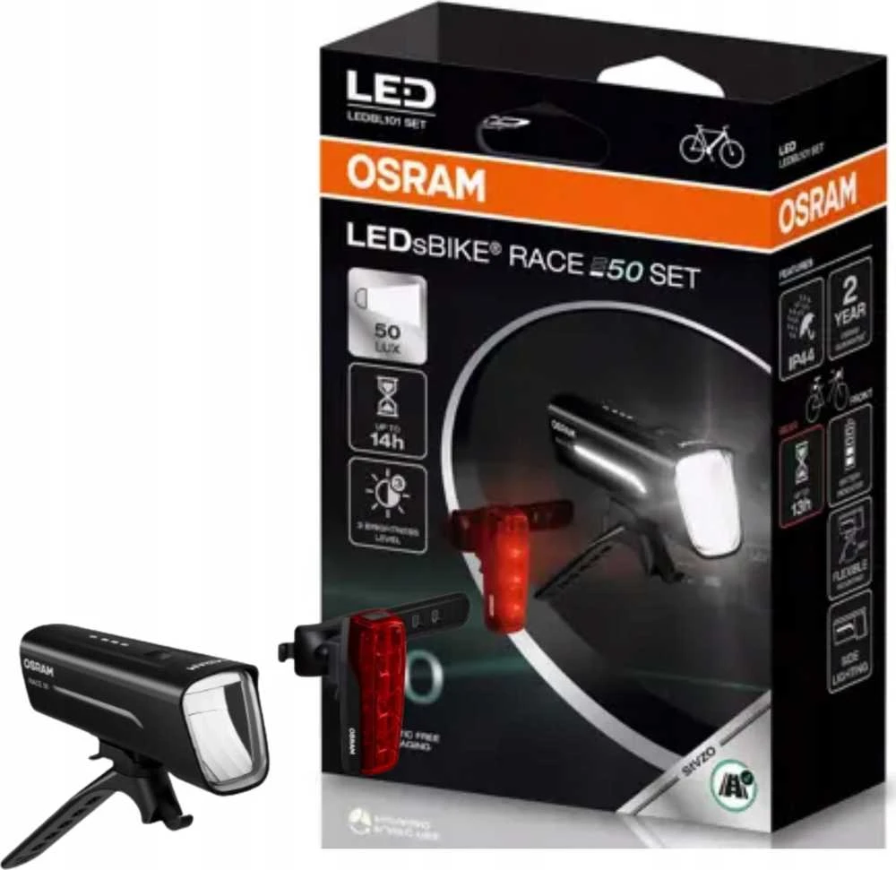Dviračių žibintų rinkinys Osram LED, plastikas, juoda