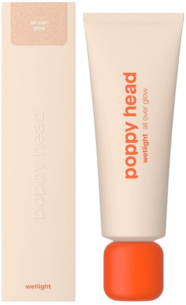 „Poppy Head Wetlight“ skystas švytėjimo suteikiantis kūno ir veido makiažo valiklis „02 Blizgučiai“, 50 ml