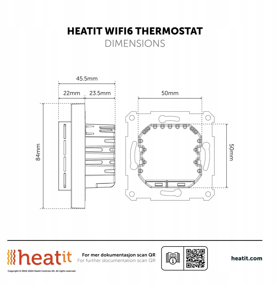 heat it Heatit WiFi6 WiFi elektroninis termostatas skirtas elektriniam šildymui 16A