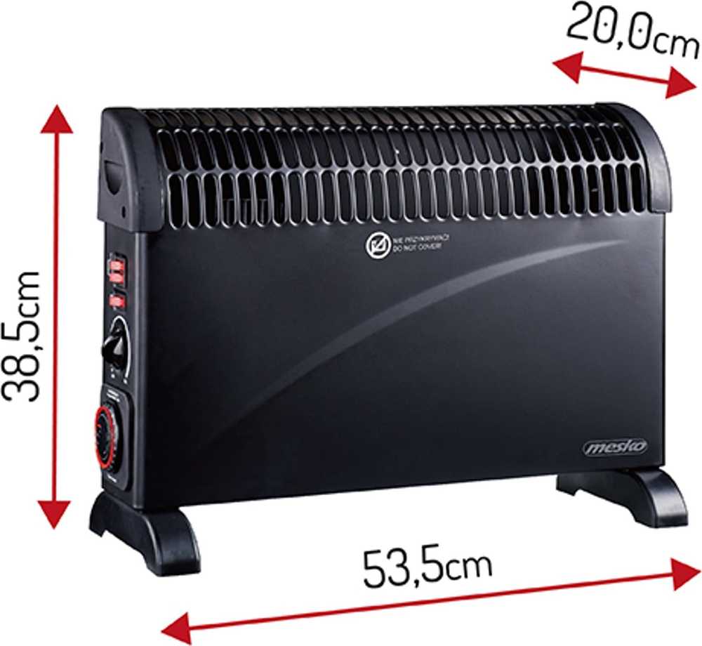 Mesko | Konvektorius šildytuvas su laikmačiu ir turbo ventiliatoriumi | MS 7741b | Konvekcinis šildytuvas | 2000 W | Galios lygių skaičius 3 | Juodas