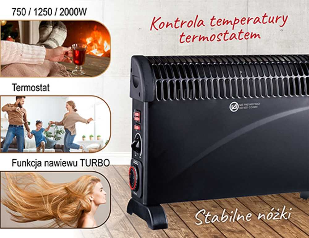 Mesko | Konvektorius šildytuvas su laikmačiu ir turbo ventiliatoriumi | MS 7741b | Konvekcinis šildytuvas | 2000 W | Galios lygių skaičius 3 | Juodas
