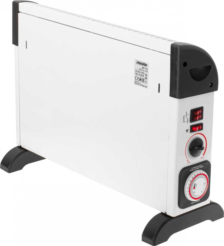 Mesko | Konvektorius šildytuvas su laikmačiu ir turbo ventiliatoriumi | MS 7741w | Konvekcinis šildytuvas | 2000 W | Galios lygių skaičius 3 | Baltas
