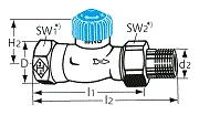 Termostatinis ventilis Heimeier, DT25, tiesus