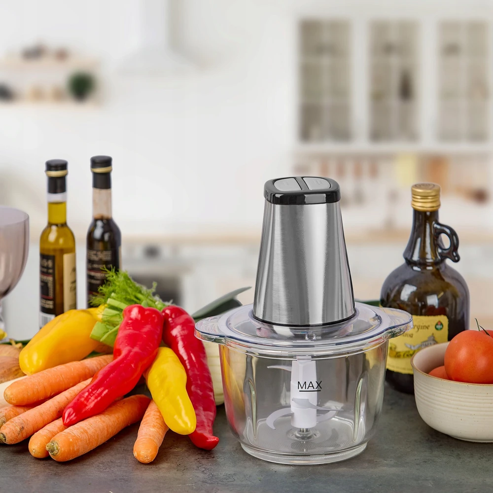 Heinrichs Maisto Smulkintuvas - HEINRICH HMZ 8850 G Elektrinis 2L Inox Smulkintuvas, Didelės Galios, Kompaktiškas Dizainas