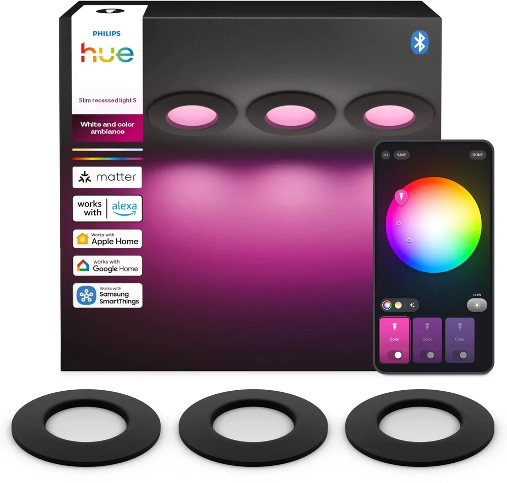 Philips Hue Slim Downlight LED Einbauleuchte 3er Pack juodas