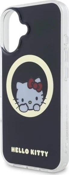 Hello Kitty HKHMP16SHSWKK Apple iPhone 16 6,1″ juodos spalvos kietas dėklas IML Sweet Kitty Magsafe