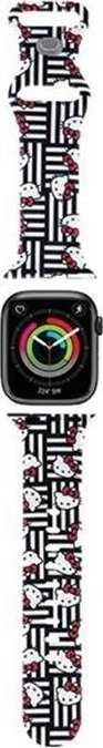 Hello Kitty apyrankė HKAWMSDIESK Apple Watch 38/40/41mm juodos spalvos apyrankė Silicone Heads & Stripes
