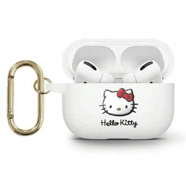 Hello Kitty HKAP23DKHSH AirPods Pro 2 (2022/2023) Dėklas baltos spalvos Silicone 3D Kitty Head