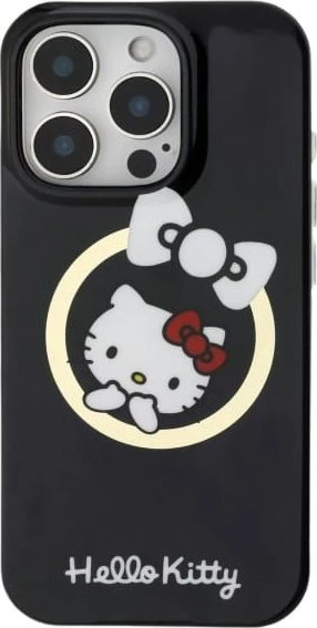 Hello Kitty HKHMP16SHFLBK Apple iPhone 16 6,1″ juodos spalvos kietas dėklas IML Fun bow Magsafe