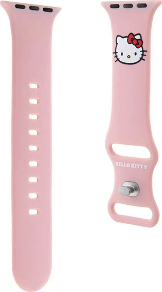 Hello Kitty apyrankė HKAWLSCHBLP Apple Watch 42/44/45/49mm rožinės spalvos apyrankė Silicone Kitty Head