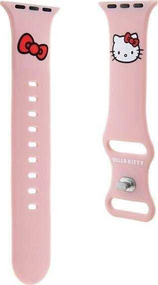 Hello Kitty apyrankė HKAWLSCHBLP Apple Watch 42/44/45/49mm rožinės spalvos apyrankė Silicone Kitty Head