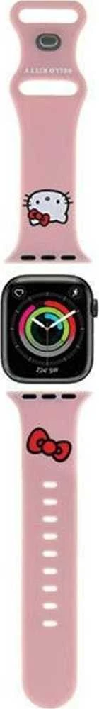Hello Kitty apyrankė HKAWLSCHBLP Apple Watch 42/44/45/49mm rožinės spalvos apyrankė Silicone Kitty Head