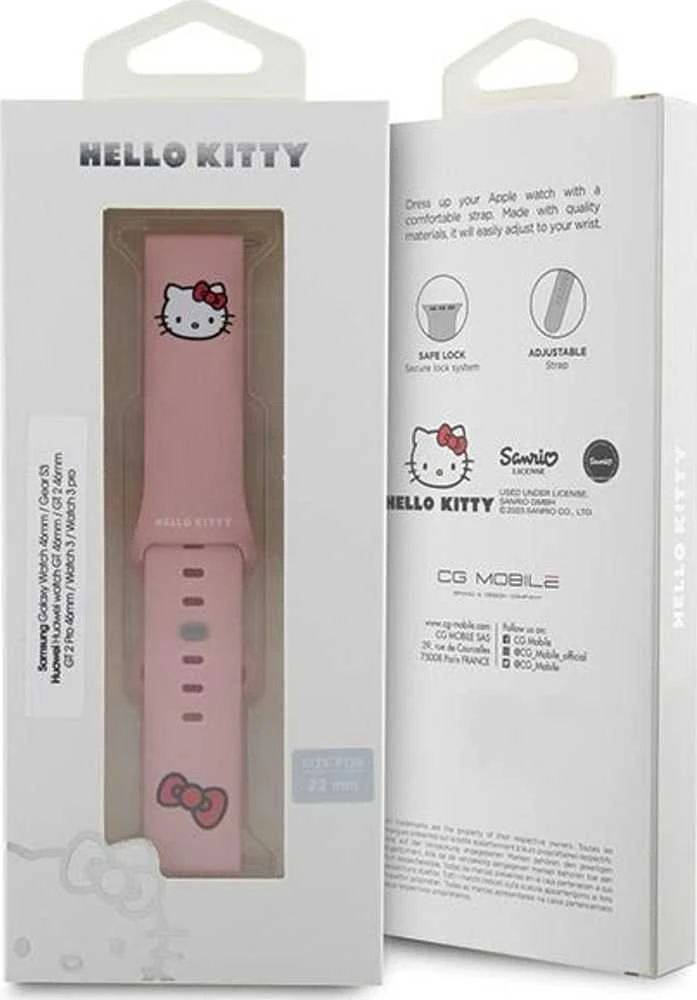 Hello Kitty Universal apyrankė HKUWLSCHBLP Silicone Kitty Head rožinės spalvos apyrankė 22mm