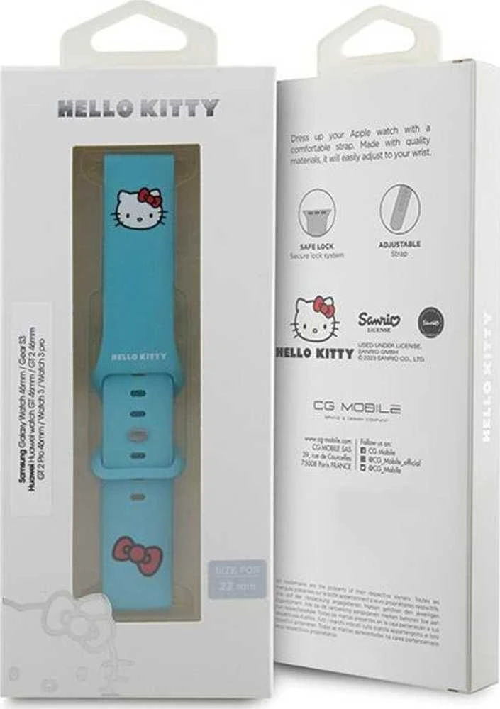 Hello Kitty Universal apyrankė HKUWLSCHBLB Silicone Kitty Head mėlynas 22mm