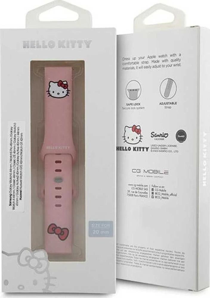 Hello Kitty Universal apyrankė HKUWMSCHBLP Silicone Kitty Head rožinės spalvos apyrankė 20mm