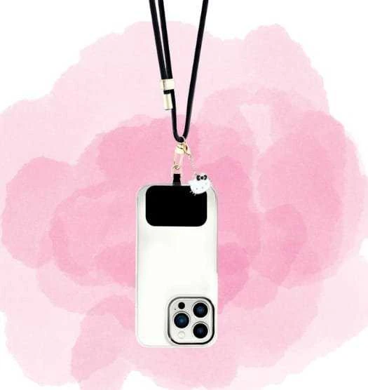 Hello Kitty Patch & Kitty Head Charm Universal virvelė telefonui juodos spalvos